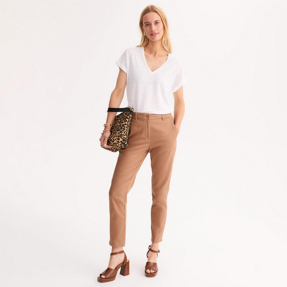 La Redoute Collections Leinen V-Ausschnitt T-Shirt  