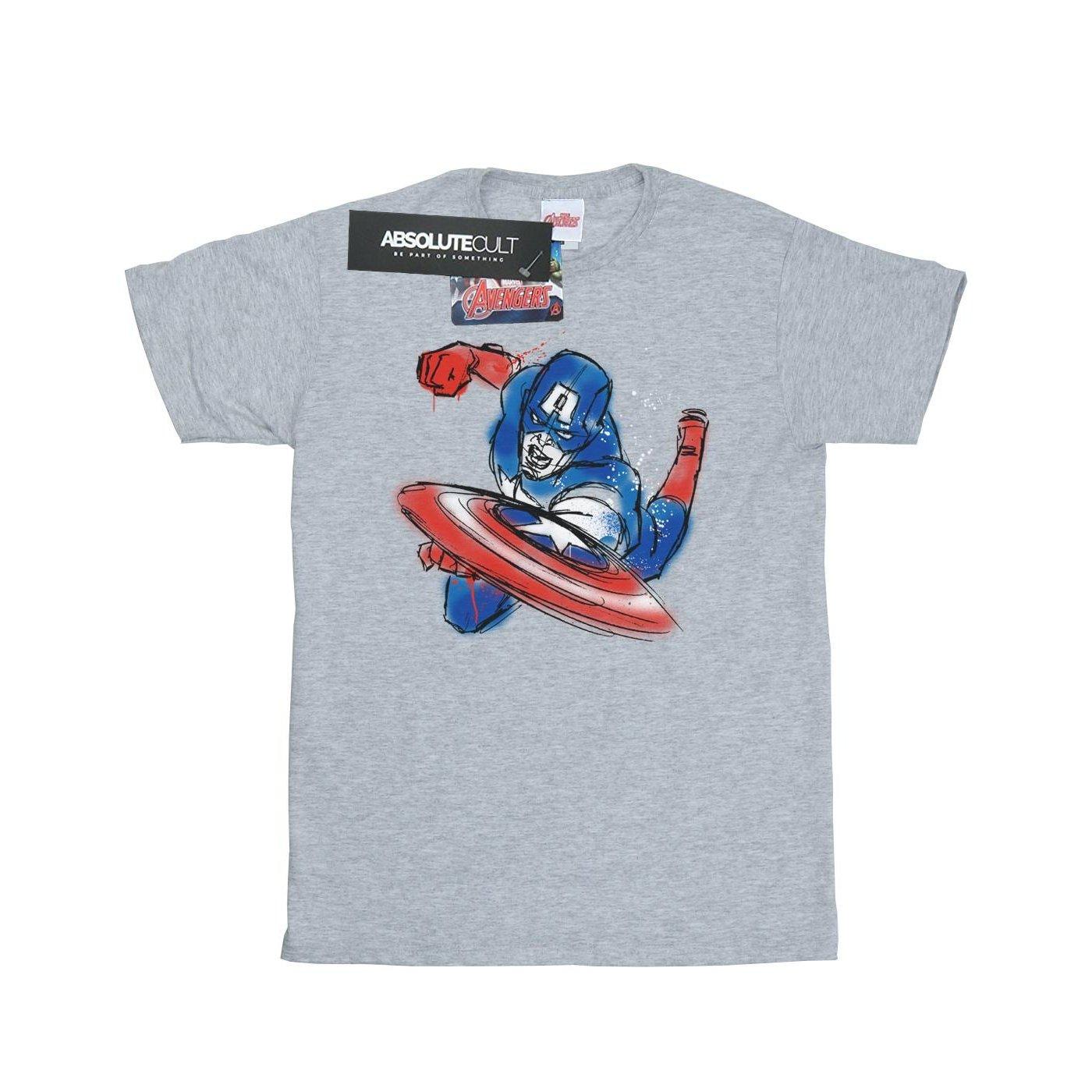 Image of Avengers Captain America Spray Tshirt Herren Grau XXL