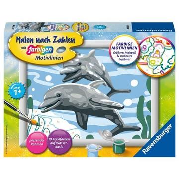 Ravensburger Malen nach Zahlen 28468 - Freundliche Delfine – Kinder ab 7 Jahren