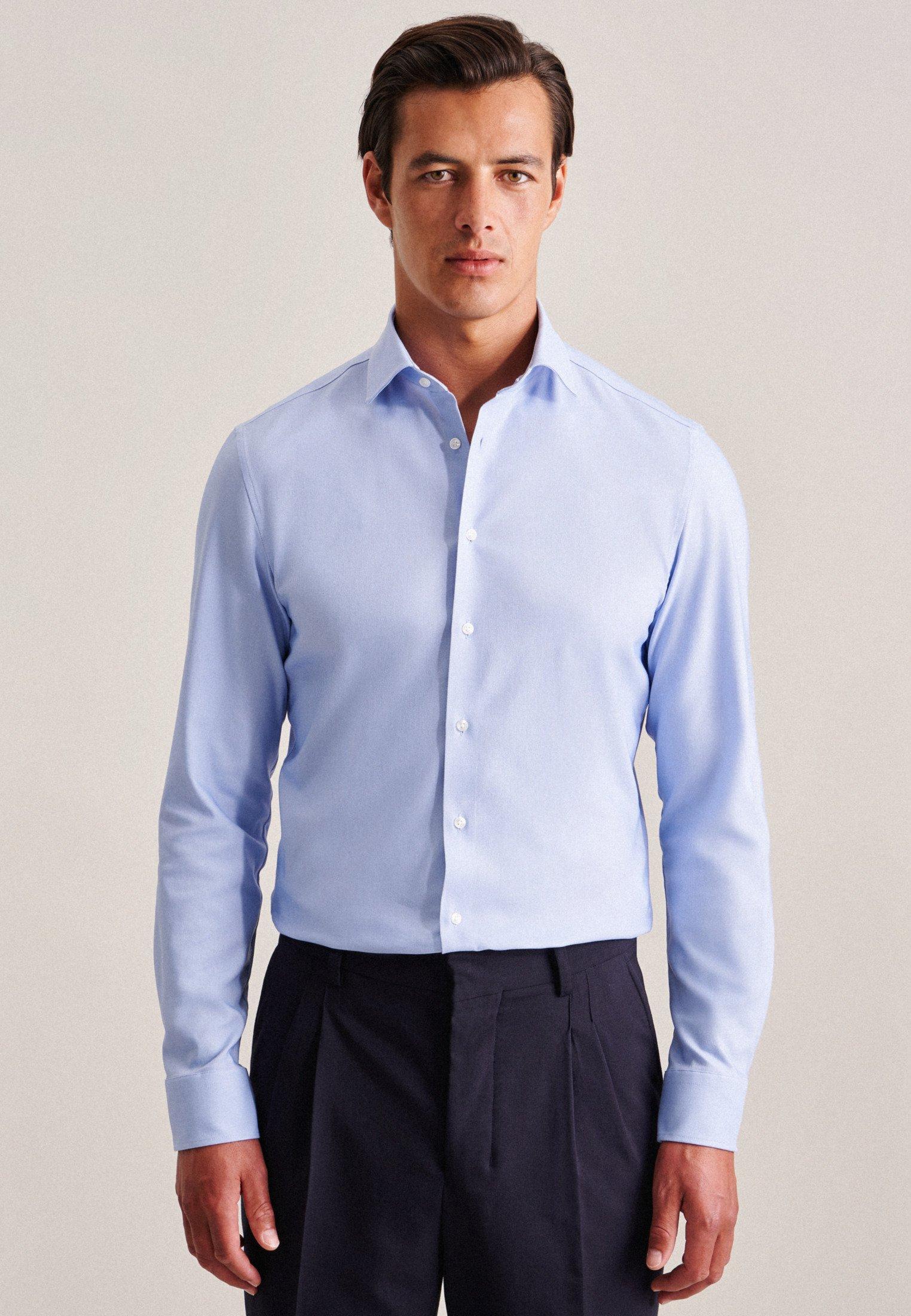 Image of Performance-hemd Slim Fit Langarm Uni Herren Hellblau 38