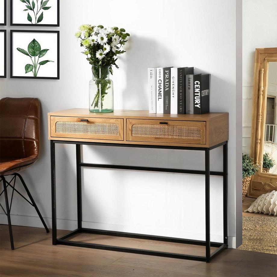 Calicosy Console 2 Tiroirs avec Cannage Rotin L100cm - JAYA  