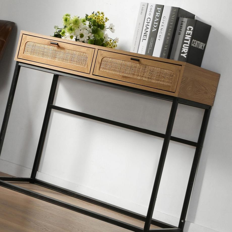 Calicosy Console 2 Tiroirs avec Cannage Rotin L100cm - JAYA  