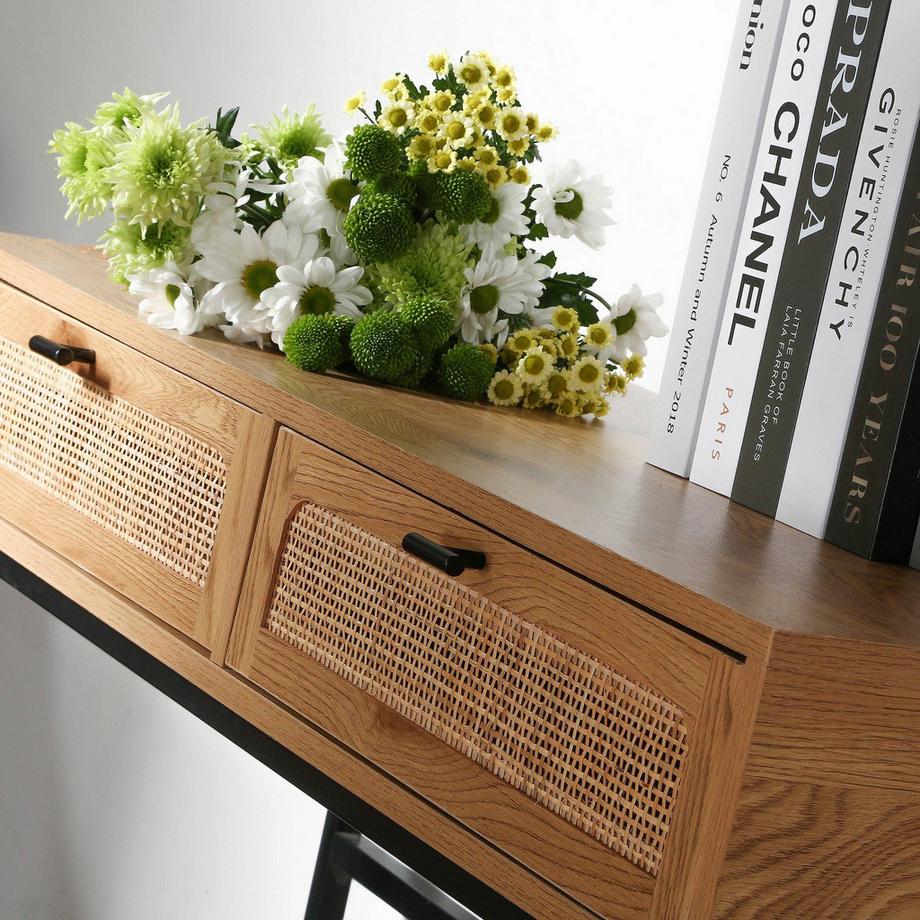 Calicosy Console 2 Tiroirs avec Cannage Rotin L100cm - JAYA  