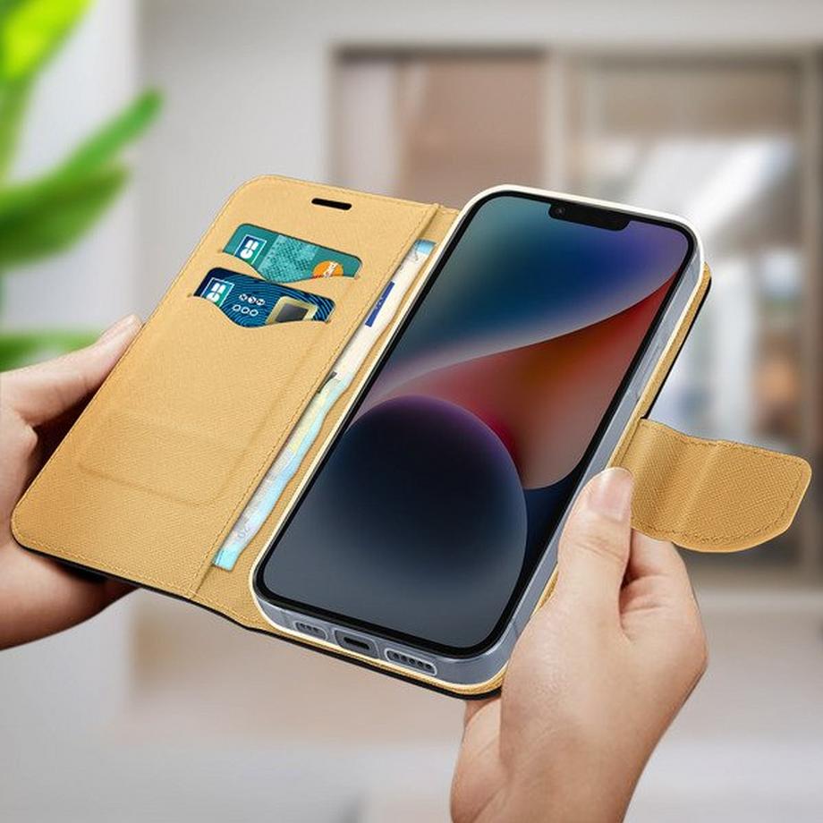 Avizar  Étui folio iPhone 14 Plus Noir et Or 