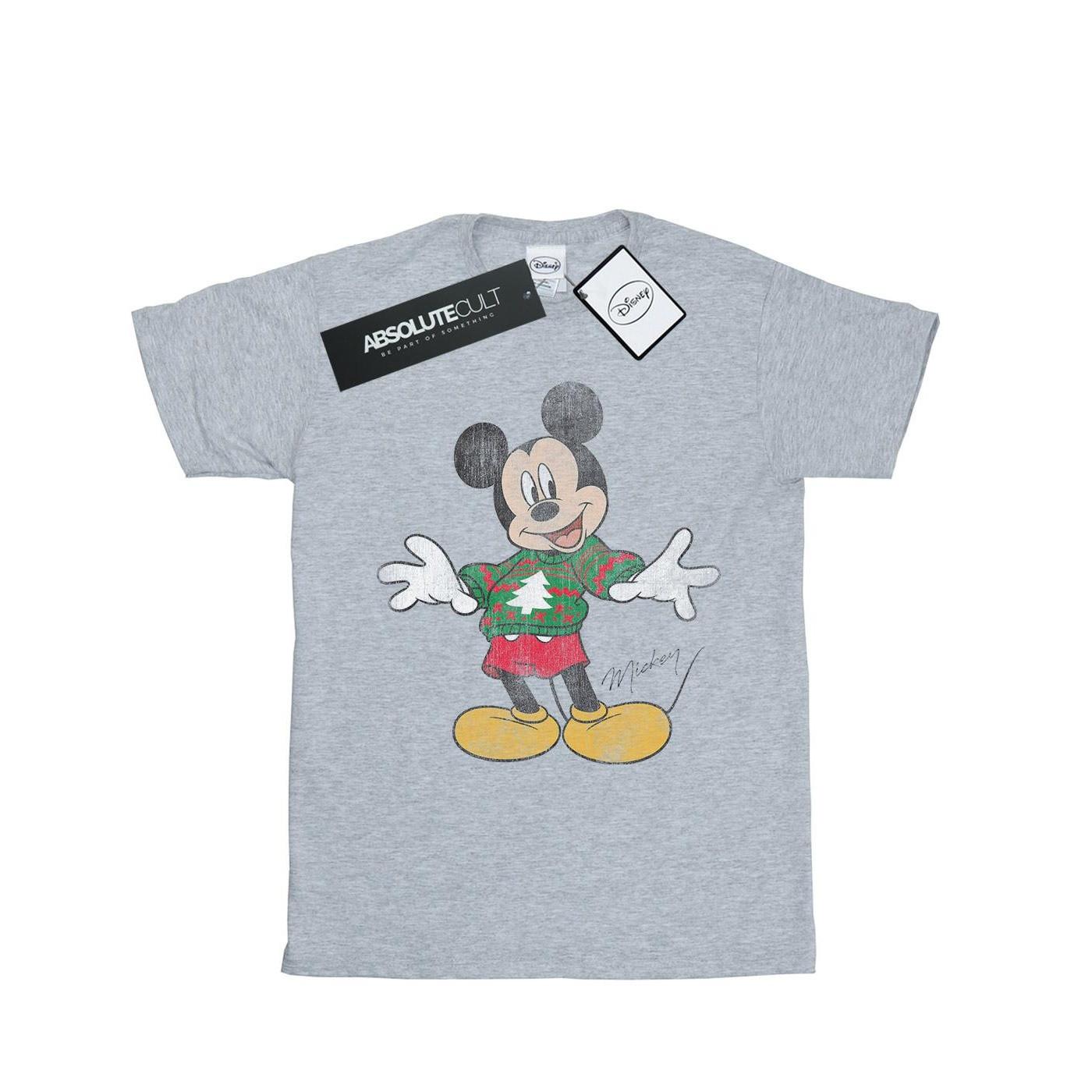 Image of Mickey Mouse Christmas Jumper Tshirt Damen Grau S