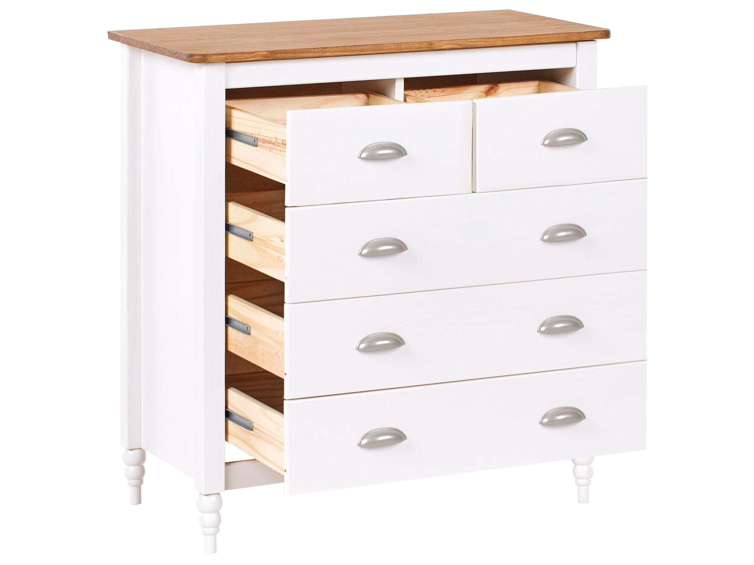 Beliani Kommode mit 5 Schubladen aus Kiefernholz Skandinavisch SHILLINGTON  