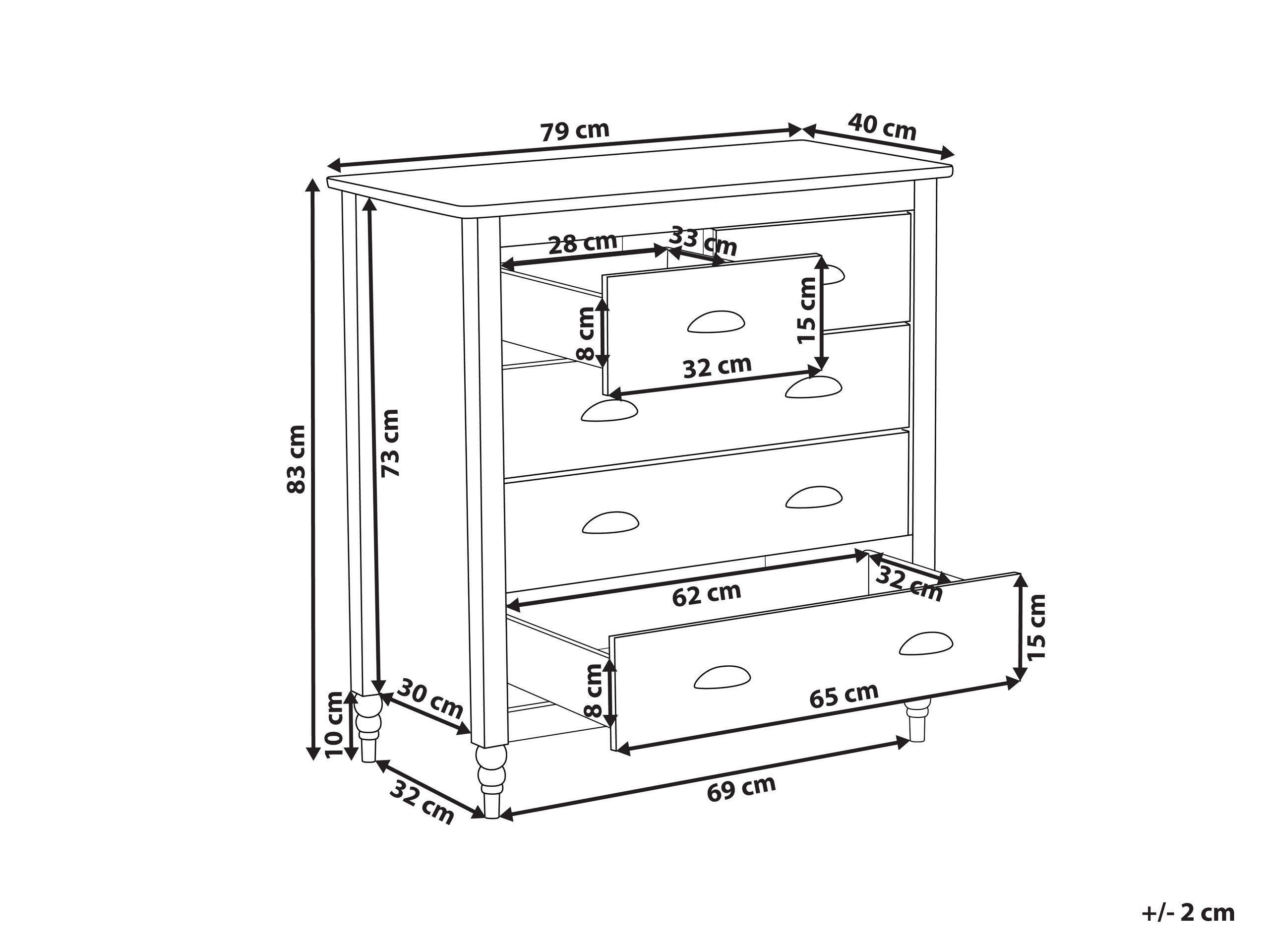 Beliani Kommode mit 5 Schubladen aus Kiefernholz Skandinavisch SHILLINGTON  