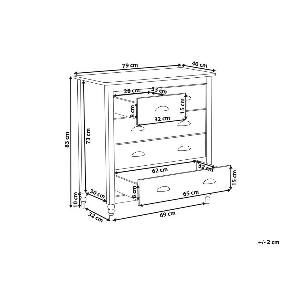 Beliani Kommode mit 5 Schubladen aus Kiefernholz  SHILLINGTON  