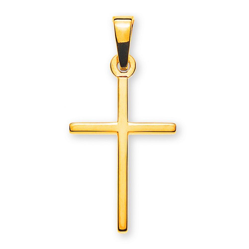 MUAU Schmuck  Pendentif croix de poutre en or jaune 750, 25x12mm 