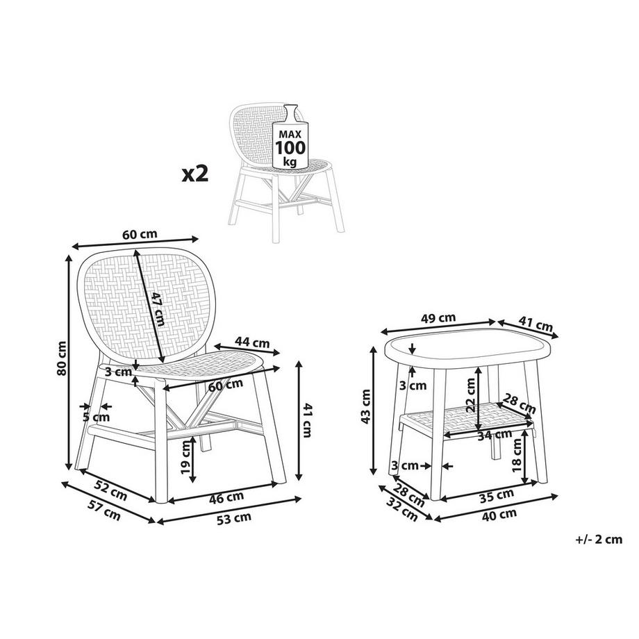Beliani Ensemble pour bistro en Polypropylène Rétro SICELLE  