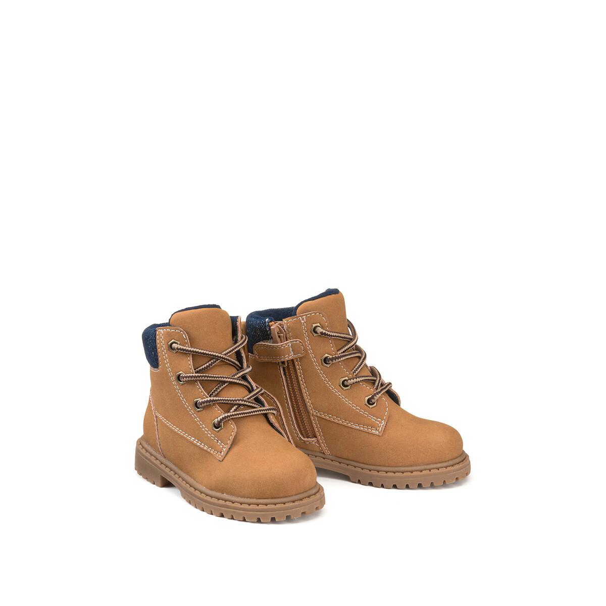 Image of Boots Mit Reissverschluss Und Schnürung Unisex Braun 22
