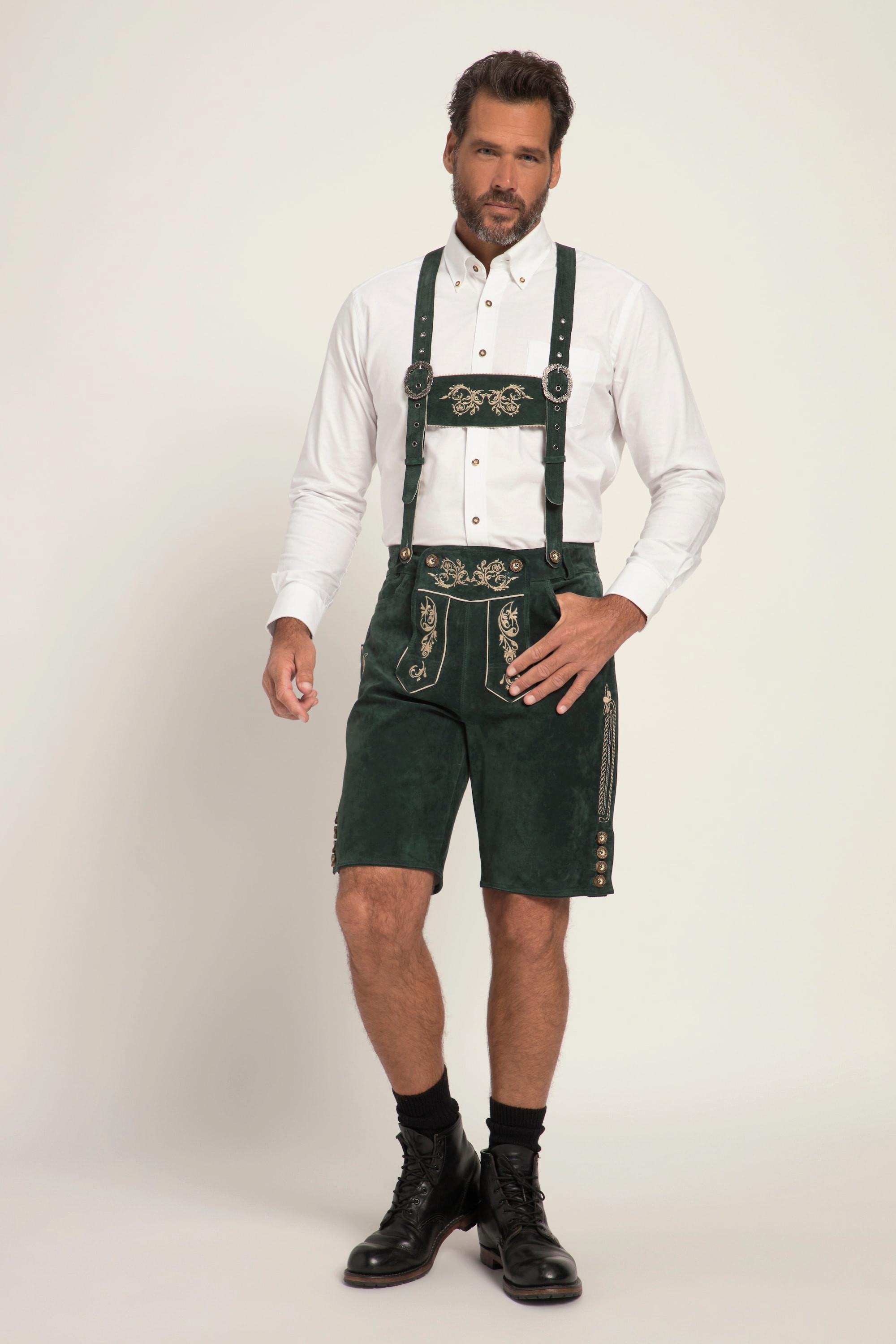 JP1880  Lederhosen in tradizionale stile Tracht in pelle vera con ricami 