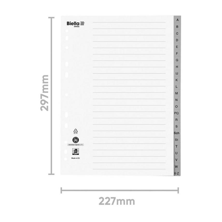 Biella BIELLA Register PP grau A4 471424.00 A-Z  