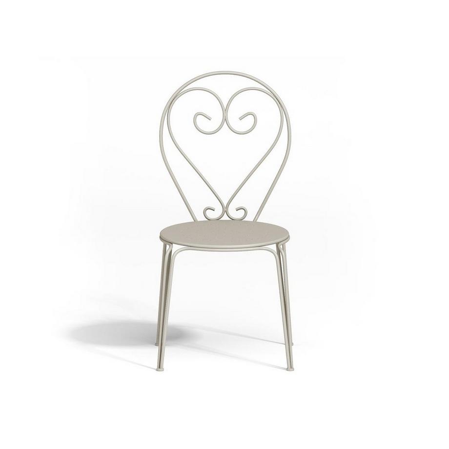 Vente-unique Garten-Essgruppe: Tisch + 4 stapelbare Stühle - Metall in Eisenoptik - Beige - GUERMANTES von MYLIA  