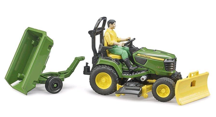 bruder  62104 - bworld John Deere Rasentraktor mit Anhänger und Gärtner 