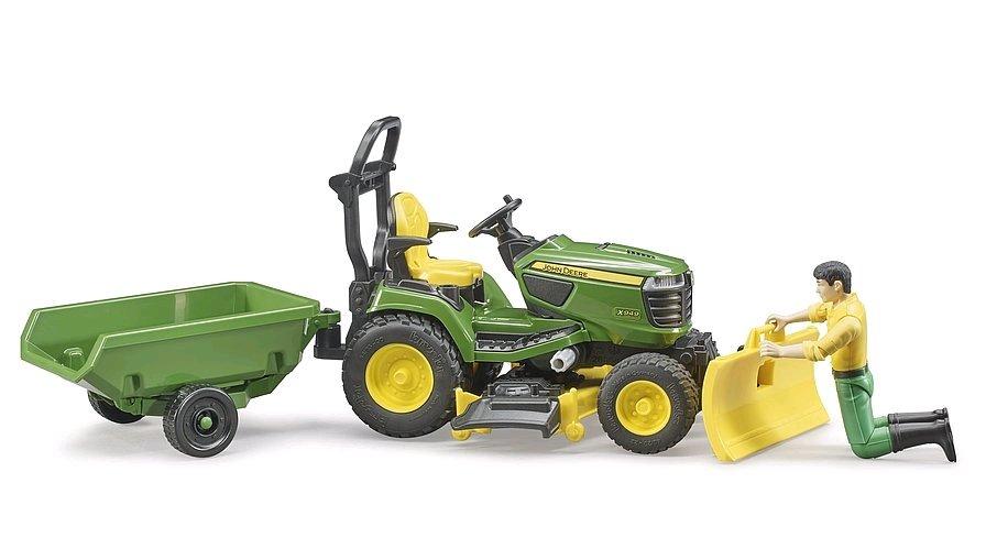 bruder  62104 - bworld John Deere Rasentraktor mit Anhänger und Gärtner 