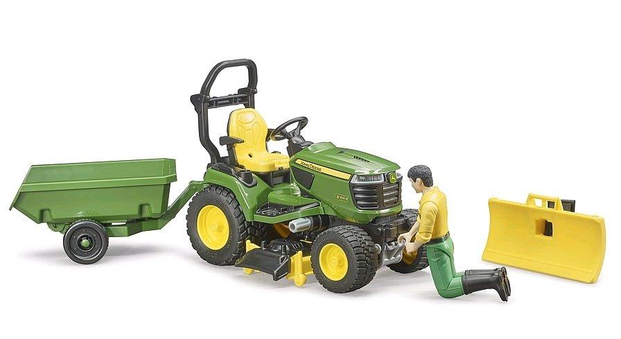 bruder  62104 - bworld John Deere Rasentraktor mit Anhänger und Gärtner 