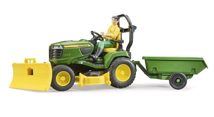 Image of 62104 - bworld John Deere Rasentraktor mit Anhänger und Gärtner Weiss