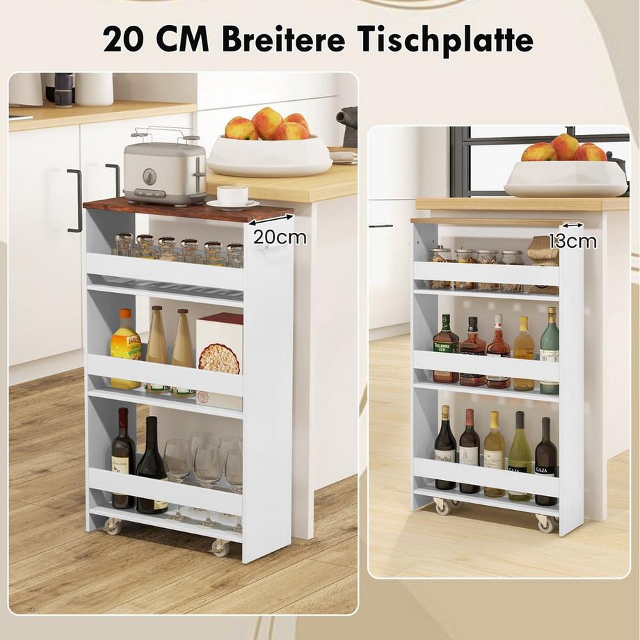 Northix Chariot de cuisine à roulettes étroit  