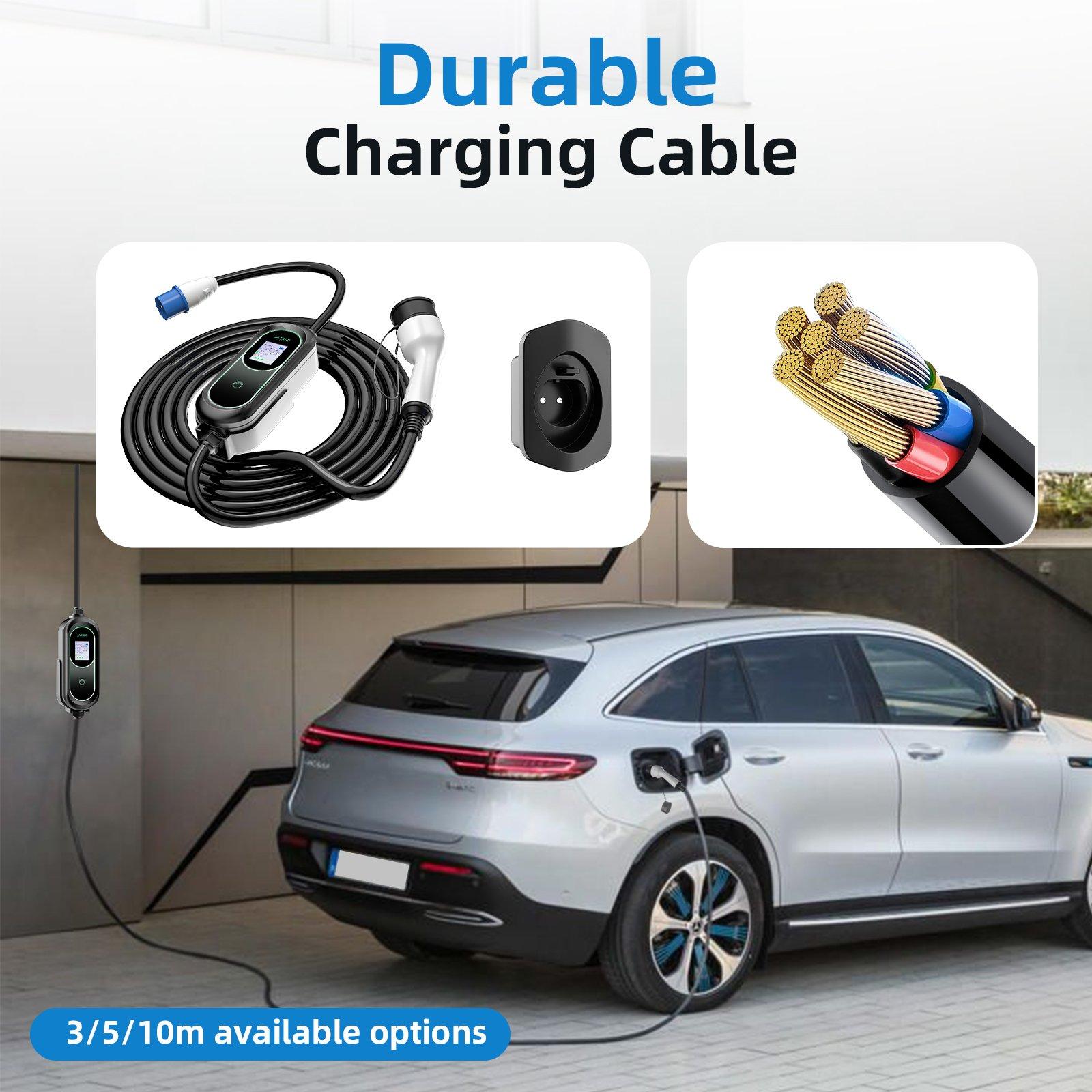 JATRHG  JATRHG EV Chargeur 5M 7.2KW-1.5KW 32A|16A|13A|10A|8A Type 2 station de Charge Voiture Electrique Portable Courant Commutable Voiture Electrique Chargeur Rapide monophase 