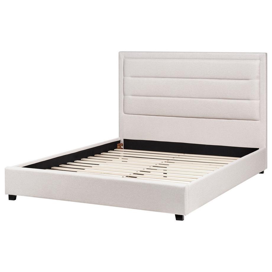 Beliani Lit avec sommier en Tissu Scandinave ROUEN  