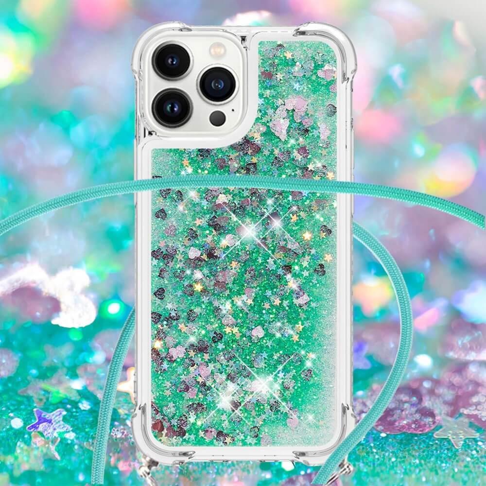 Cover-Discount  iPhone 15 Pro - Glitter Custodia con cordino 