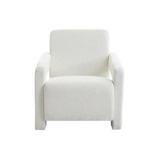 Vente-unique Fauteuil en tissu bouclette blanc ISPARTA  