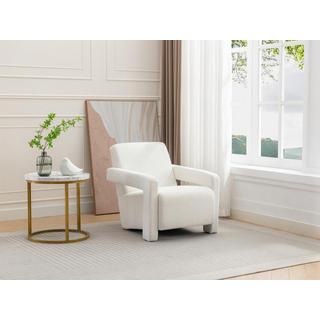 Vente-unique Fauteuil en tissu bouclette blanc ISPARTA  