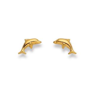 MUAU Schmuck  Ohrstecker Delphin Gelbgold 750, 11mm 