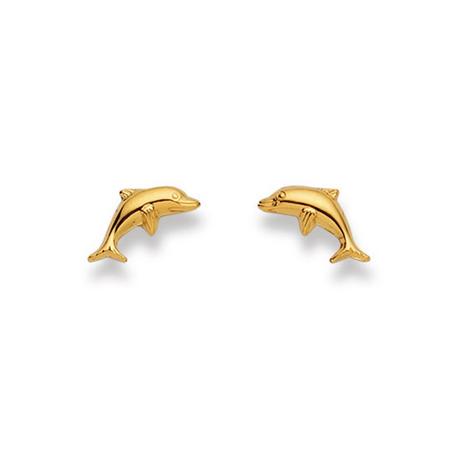 MUAU Schmuck  Ohrstecker Delphin Gelbgold 750, 11mm 