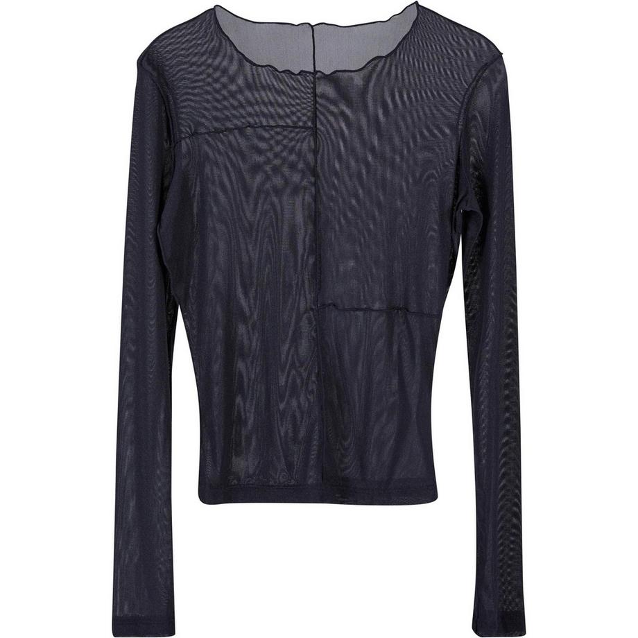 langarmshirt aus netzstoff, damen exposed seam