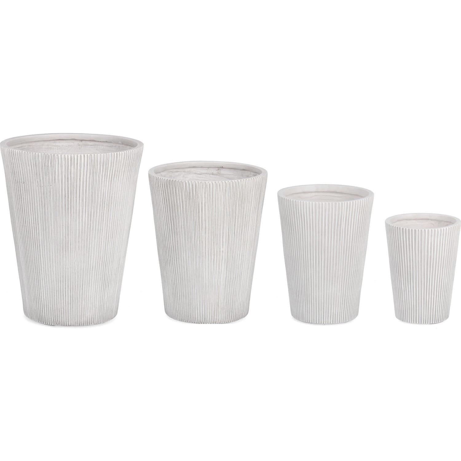Image of Pflanzentopf Ribbed Umtopft weiss (4er-Set) Pflanzentopf Ribbed Umtopft weiss (4er-Set)