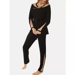 Schlafanzug Indoor-Outfit Hose Oberteil Langarm Ruby