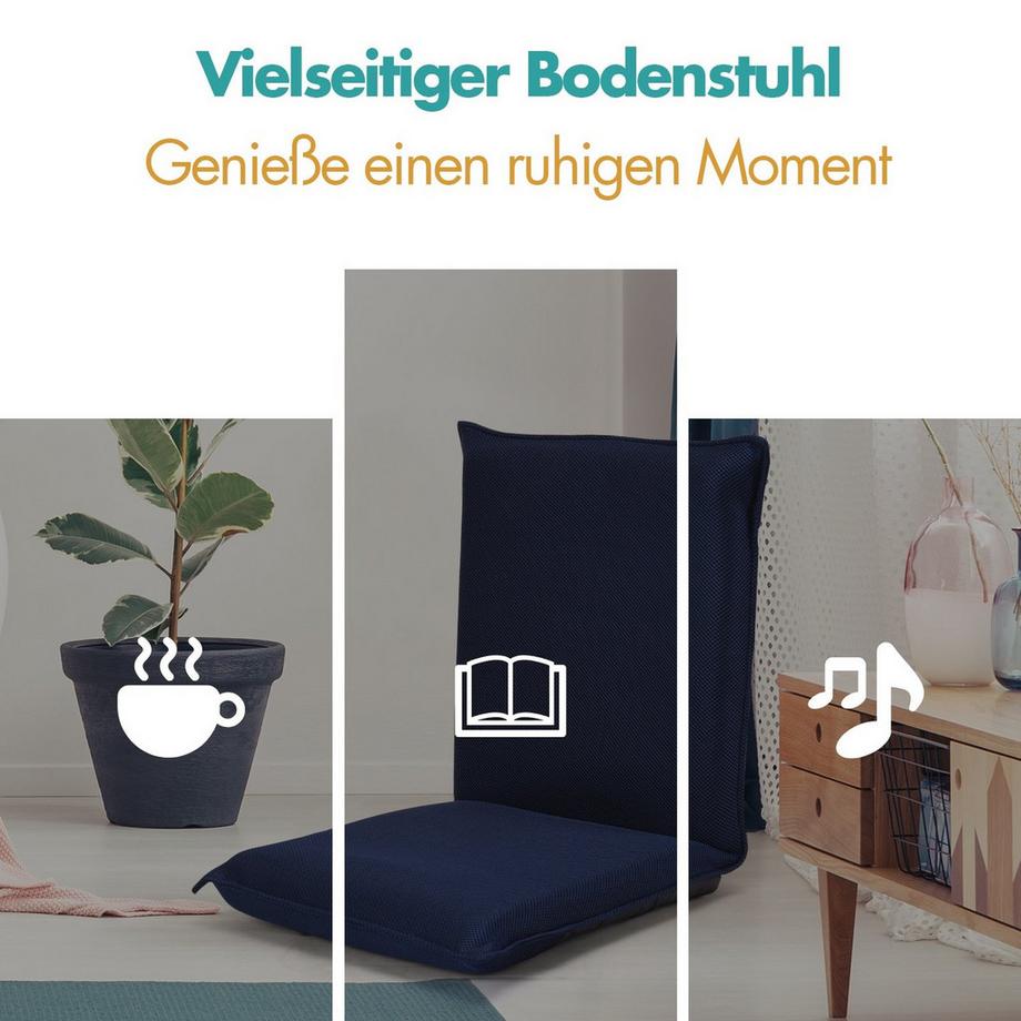 B2X Bodenstuhl Bodensessel Bodensofa verstellbarer Gaming-Stuhl bequeme Rückenlehne Marineblau  