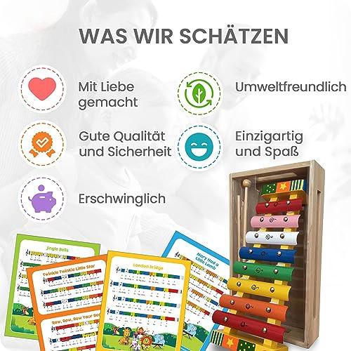 Activity-board  Holz-Xylophon für Kinder –Glockenspiel Musikinstrumente für Kleinkinder mit Liederblättern 