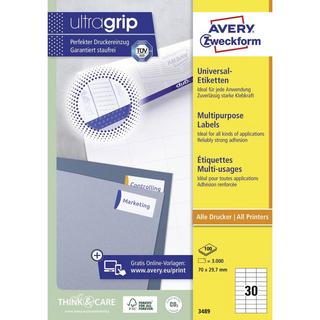 Avery-Zweckform Universal-Etiketten 70 x 29.7 mm Papier Weiß 3000 St. Permanent haftend Farblaserdrucker,  