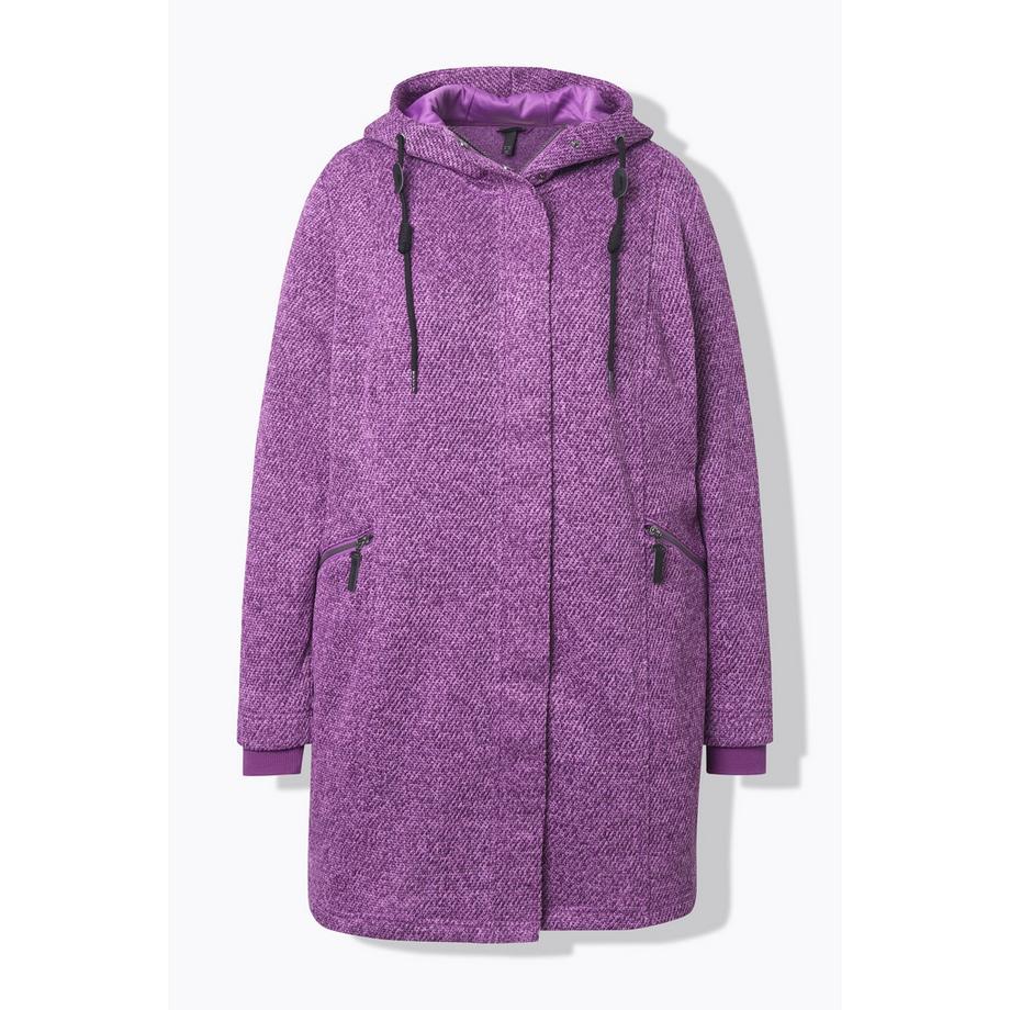 Ulla Popken Giacca in maglia e pile con cappuccio e cerniera a doppio cursore  