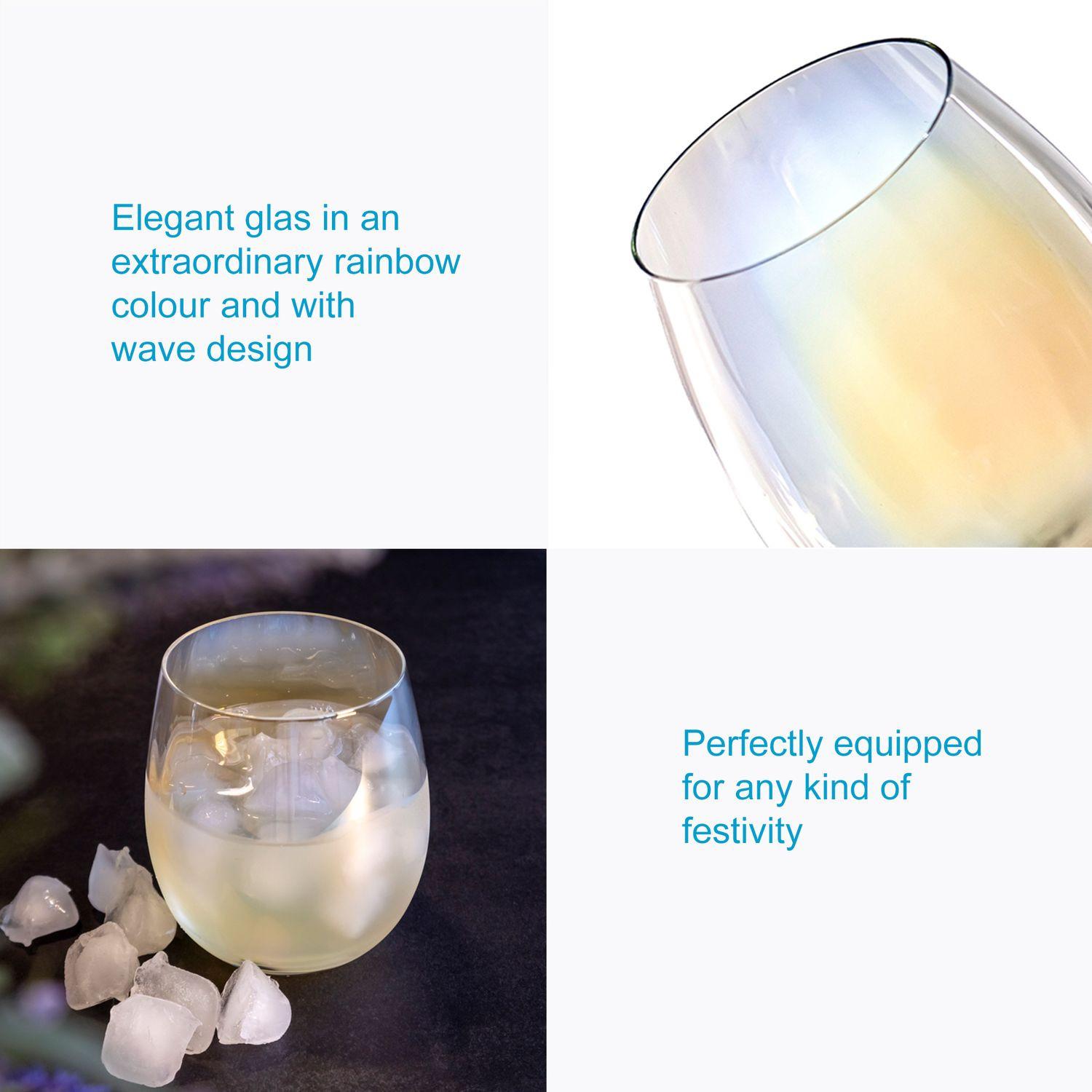 Intirilife 2x Verre à Boire avec Reflets Arc-en-ciel et Forme Ondulée  