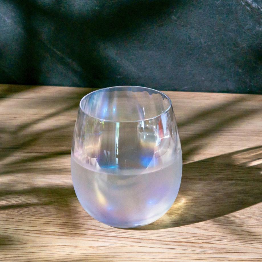 Intirilife 2x Bicchiere da Bevuta con Riflessi Arcobaleno e Forma Ondulata  