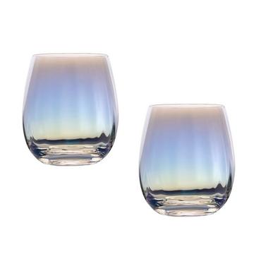 2x Verre à Boire avec Reflets Arc-en-ciel et Forme Ondulée