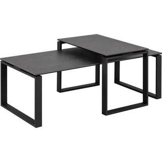 mutoni Set de table basse Catherine verre céramique noir 115x69x45cm  