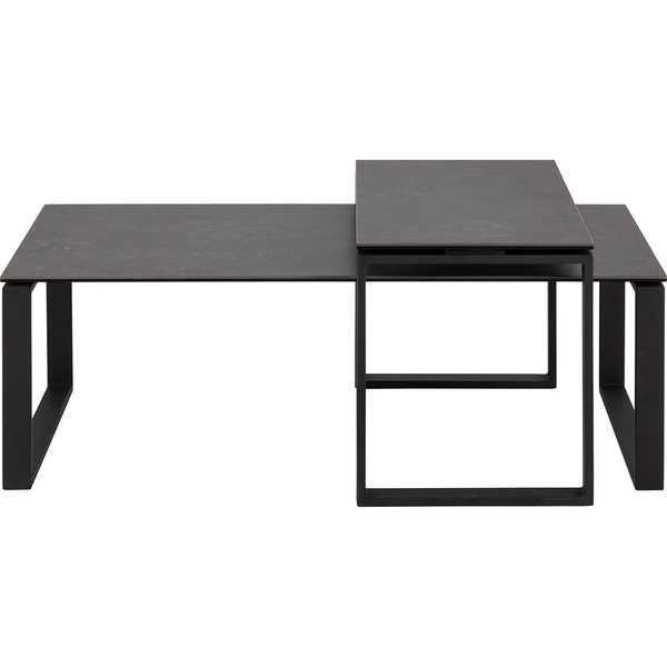 mutoni Set de table basse Catherine verre céramique noir 115x69x45cm  