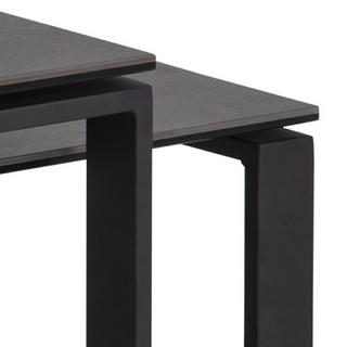 mutoni Set de table basse Catherine verre céramique noir 115x69x45cm  