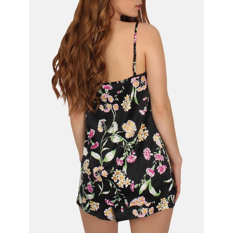 Admas Pyjama Short Débardeur Black Flowers  