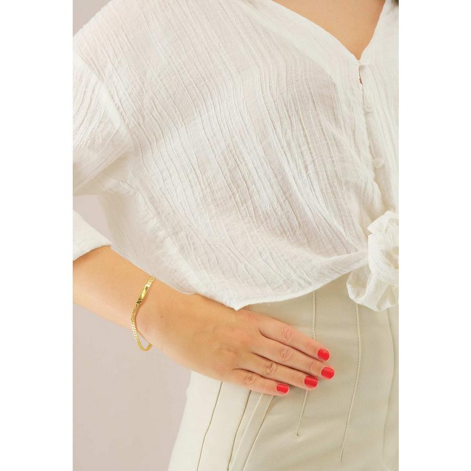 MUAU Schmuck  ID-Bracelet Panzer Gelbgold 750, 4mm, 19cm 