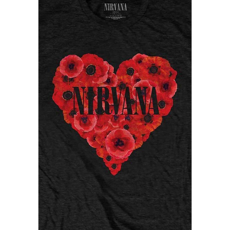 Nirvana Heart Poppies Grafikdruck T-Shirt  