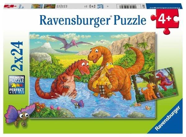 Ravensburger  Puzzle Spielende Dinos (2x24) 