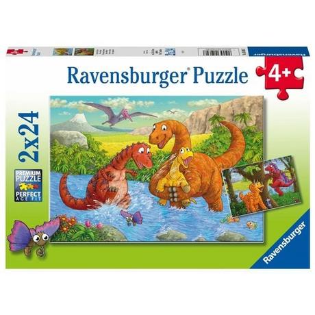 Ravensburger  Puzzle Spielende Dinos (2x24) 