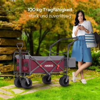 Arebos  Bollerwagen mit Dach | Handwagen | Transportkarre | Gerätewagen 