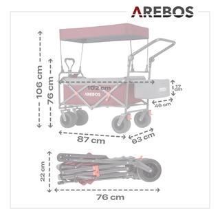 Arebos  Carretto con tetto | Carretto a mano | Carrello da trasporto | Carrello per attrezzature 